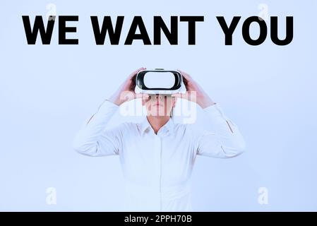 Hand writing sign We Want You. Conceptual photo Company wants to hire Vacancy Looking for talents Job employment Stock Photo