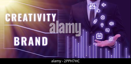 Writing displaying text Creativity Branddesign name or feature that distinguishes organization. Business idea design name or feature that distinguishes organization Stock Photo
