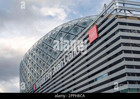 MOSTOLES, SPAIN - SEPTEMBER 22, 2021: 'Rey Juan Carlos' University Hospital, located in the Madrid town of Mostoles, Spain, a modern building designed by the Rafael de La-Hoz studio, inaugurated in 2012 Stock Photo