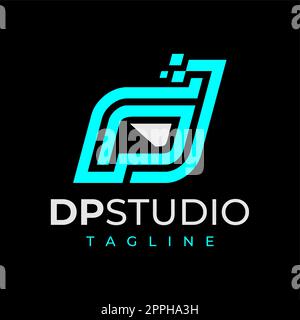 Minimlist technology letter D P DP PD logo design template. Modern initial DP. Stock Vector