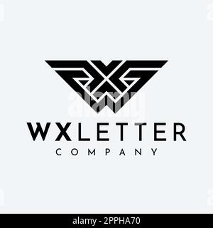 Modern letter WX XW W X logo vector. Minimal black WX initial logo template. Stock Vector