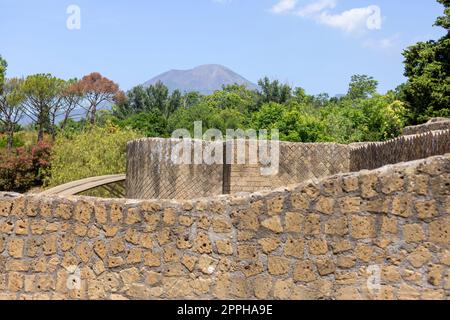 Ruins of an ancient city destroyed by the eruption of the volcano Vesuvius in 79 AD near Naples, Pompeii, Italy. Stock Photo