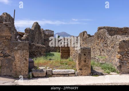 Ruins of an ancient city destroyed by the eruption of the volcano Vesuvius in 79 AD near Naples, Pompeii, Italy Stock Photo