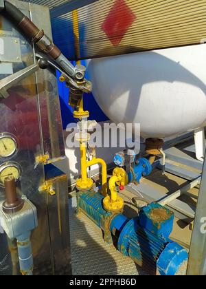 Bacau, Romania - September 11, 2022: Modern LPG filling equipment. Stock Photo