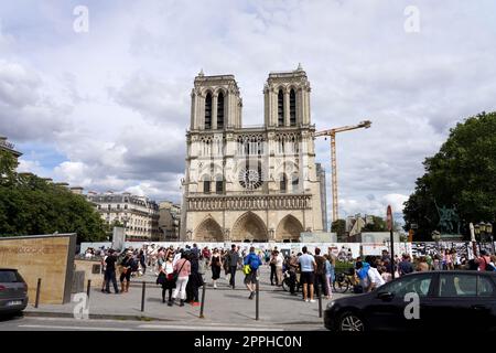 PARIS, FRANCE - JUNE 6, 2022: Notre-Dame de Paris under restoration, Paris, France Stock Photo