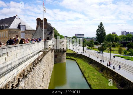 NANTES, FRANCE - JUNE 5, 2022: Nantes cityscape view from castle with the moat in Nantes, France Stock Photo