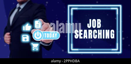 Conceptual display Job Searching. Word Written on listing the possible occupation that you are capable of Stock Photo