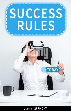 Sign displaying Success Rules. Business overview established ways of setting goals making it easier to achieve Stock Photo