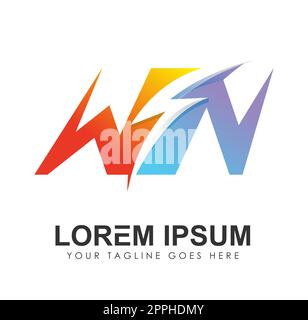 WN Monogram Bolt Logo vector icon Stock Vector