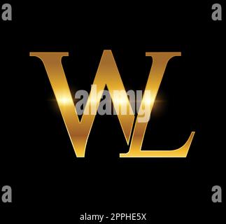 Creative golden letter WL w l logo with leading lines and road concept ...