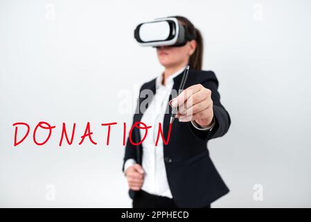 Conceptual display Donation. Business showcase the making of a gift especially to charity or public institution Stock Photo