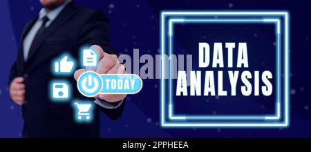 Text caption presenting Data Analysis. Conceptual photo Business intelligence and analytics with a new startup project discussion Stock Photo