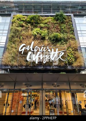 Berlin, Germany - 03. October 2022: Entrance to a shop of the Galeries Lafayette chain. Stock Photo