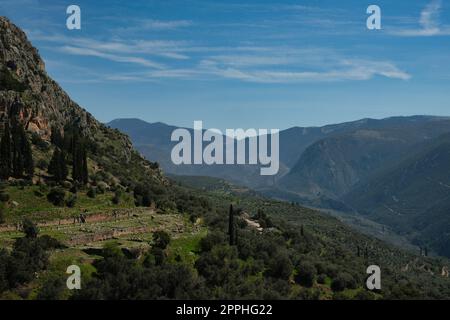 Ancient Gymnasium of Delph in Spring Stock Photo