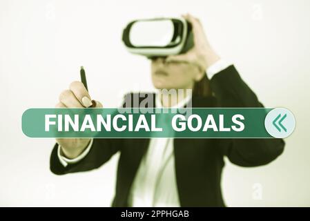 Conceptual display Financial Goals. Internet Concept targets usually driven by specific future financial needs Stock Photo