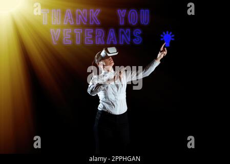 Sign displaying Thank You Veterans. Business concept Expression of Gratitude Greetings of Appreciation Stock Photo