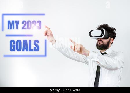 Text showing inspiration My 2023 Goals. Word for setting up personal goals or plans for the current year Stock Photo