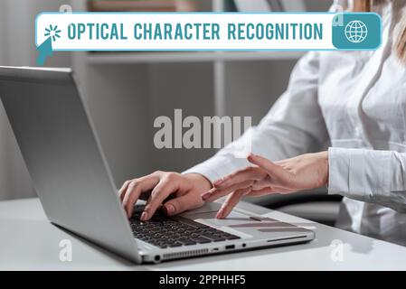 Sign displaying Optical Character Recognition. Business showcase the identification of printed characters Stock Photo