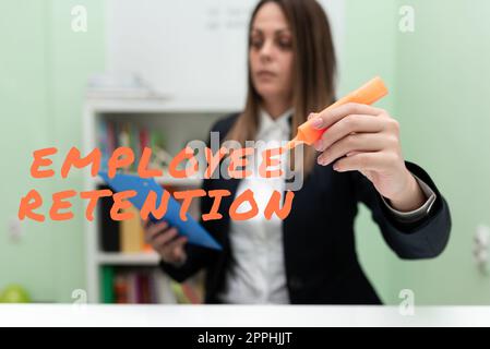 Writing displaying text Employee Retention. Business approach internal recruitment method employed by organizations Stock Photo