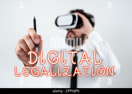 Writing displaying text Digital Legalization. Word Written on accompanied by technology or by instructional practice Stock Photo