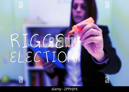 Text showing inspiration Rigged Election. Concept meaning Manage drilling  operations to minimize rig down time Stock Photo - Alamy