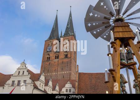 Church of St. Mary and town hall in Stendal Stock Photo