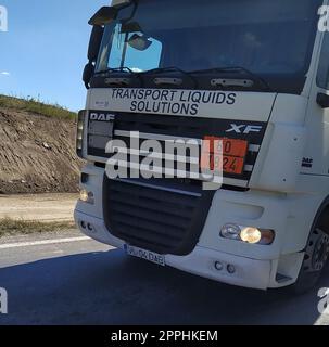 Bacau, Romania - September 11, 2022: DAF truck on a highway Stock Photo