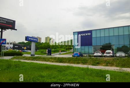 Exterior view of Volvo dealership in Slovakia. Volvo Cars is a Swedish multinational manufacturer of luxury vehicles headquartered in Torslanda, Gothenburg. Stock Photo