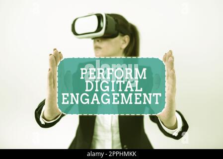 Text sign showing Perform Digital Engagement. Internet Concept engage your audience Crowd with the power of the social network Stock Photo