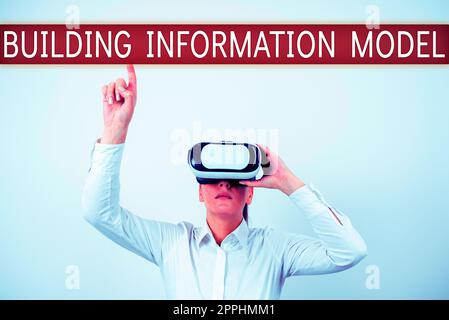 Text caption presenting Building Information Model. Concept meaning process of adding structure to real property Stock Photo