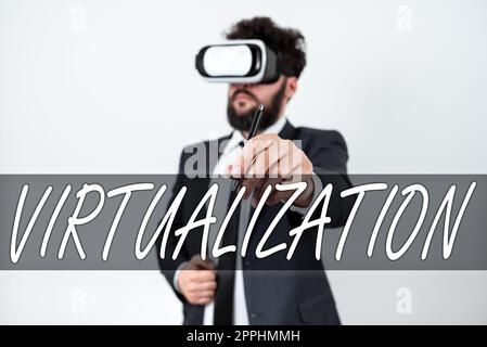 Handwriting text Virtualization. Business overview application of virtual environment to computer games Stock Photo