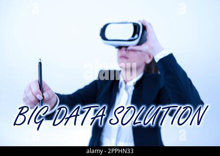 Writing displaying text Big Data Solution. Business idea Extracting value from huge volumes of a variety of facts Stock Photo