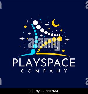 Illustrative play space logo design vector. Modern video star branding template. Stock Vector
