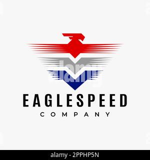 Modern eagle speed logo design template. Hawk stripe line abstract mascot logo. Stock Vector