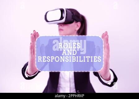 Handwriting text Roles And Responsibilities. Business idea Business functions and professional duties Stock Photo