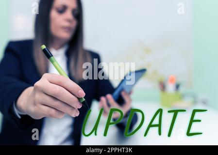 Handwriting text Update. Business showcase Up to date Make something more modern or updated newer version Stock Photo