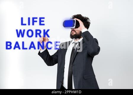 Sign displaying Life Work Balance. Internet Concept stability person needs between his job and personal time Stock Photo