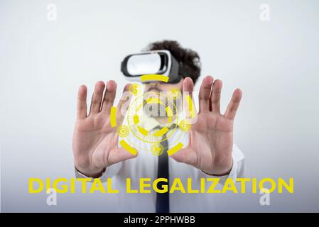 Conceptual display Digital Legalization. Word for accompanied by technology or by instructional practice Stock Photo