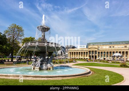 Stuttgart city Castle square Schlossplatz with fountain travel in Germany Stock Photo