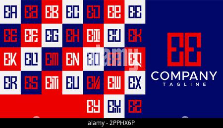 Abstract line square letter E logo design. Simple box EE E letter logo vector. Stock Vector