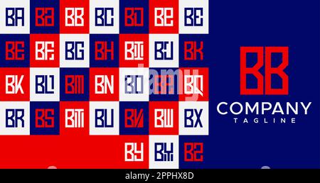 Simple line square letter B logo design. Abstract box BB B letter logo vector. Stock Vector