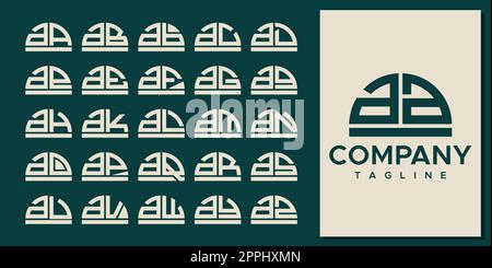 Modern half circle letter A logo design set. Abstract curve AA A letter logo. Stock Vector