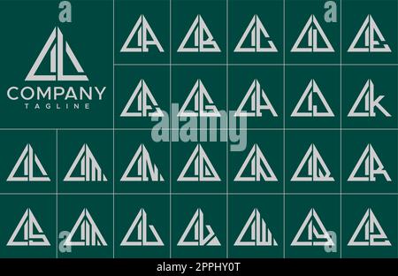 Modern triangle letter L logo design template set. Simple line L initial logo. Stock Vector
