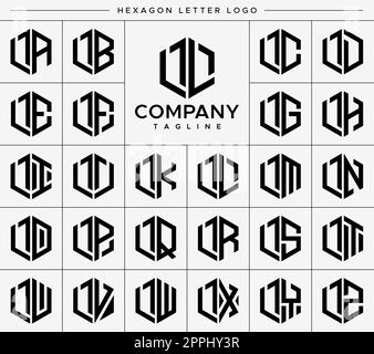 Modern hexagon L letter logo design vector set. Hexagonal LL L logo graphic. Stock Vector
