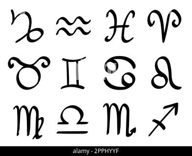 Collection of astrological signs on white background Stock Photo