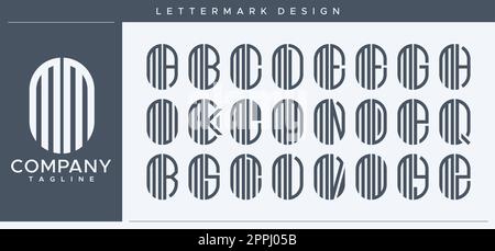 Abstract tube letter M logo design. Modern line capsule MM M letter logo vector. Stock Vector