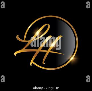 Golden Monogram Logo Initial Letters LH Stock Vector