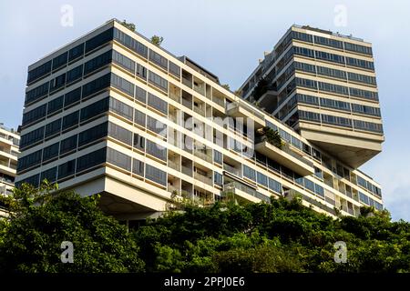 The Interlace is modern apartment buildings complex, Singapore. Designed by Ole Scheeren, partner of the Office for Metropolitan Architecture (OMA). Stock Photo