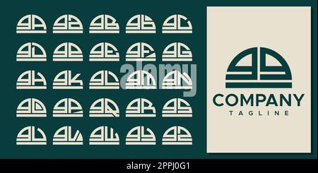 Modern half circle letter G logo design set. Abstract curve GG G letter logo. Stock Vector