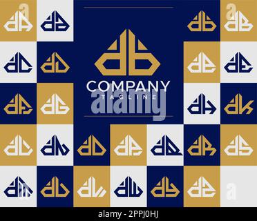 Luxury diamond DD D logo design set. Abstract jewelry D initial logo. Stock Vector